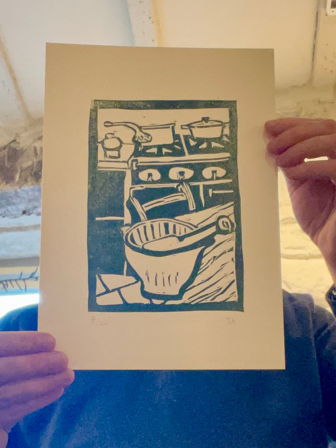 Kitchen Wood Cut Print